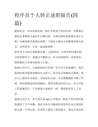 程序员个人转正述职报告(四篇)