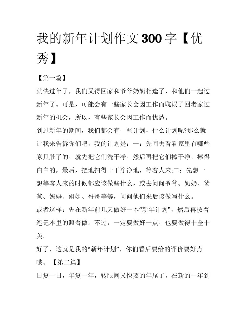 我的新年计划作文300字【优秀】_第1页