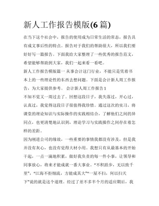新人工作报告模版(6篇)