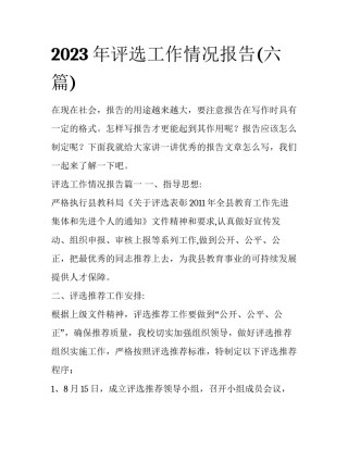 2023年评选工作情况报告(六篇)