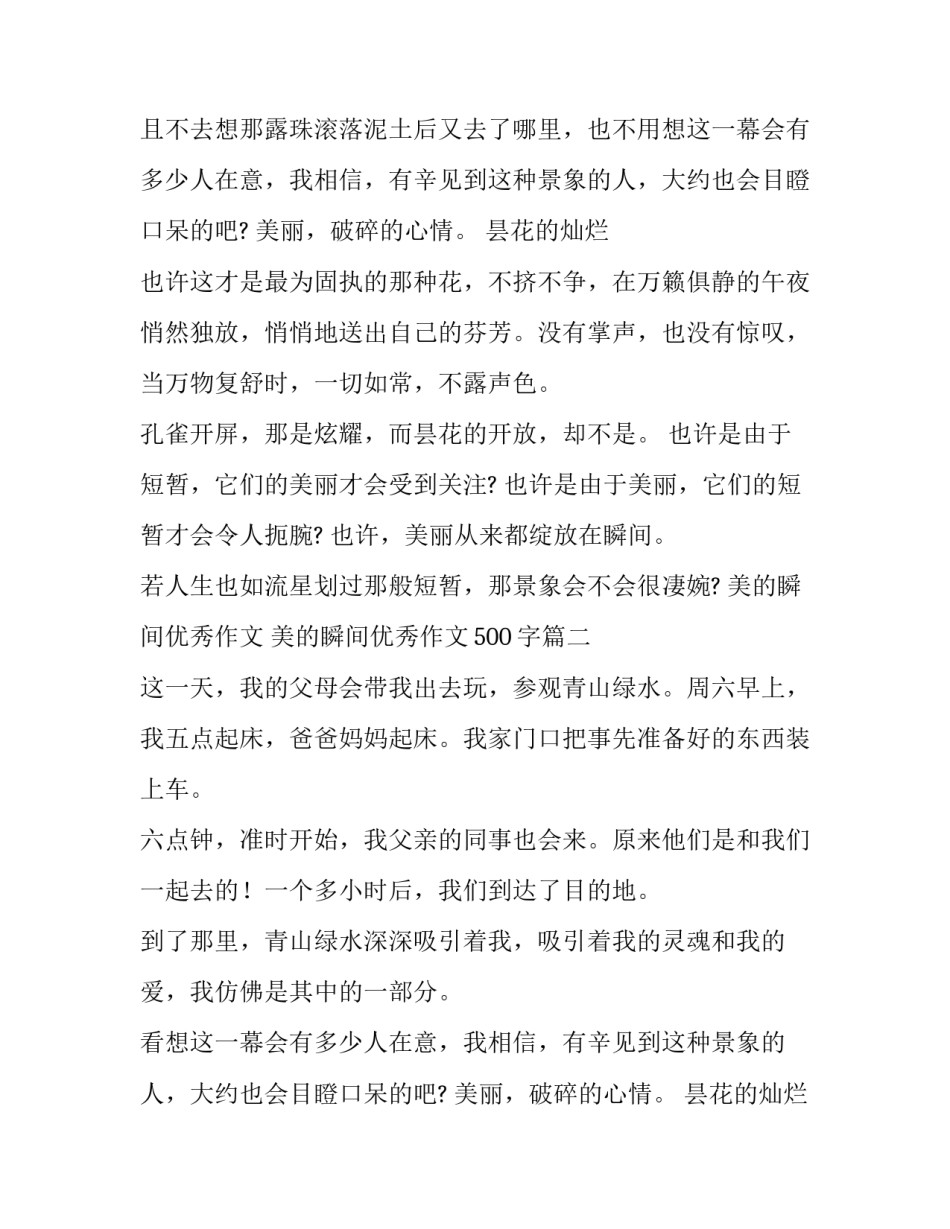 美的瞬间优秀作文 美的瞬间优秀作文500字(六篇)_第2页