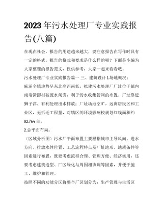 2023年污水处理厂专业实践报告(八篇)