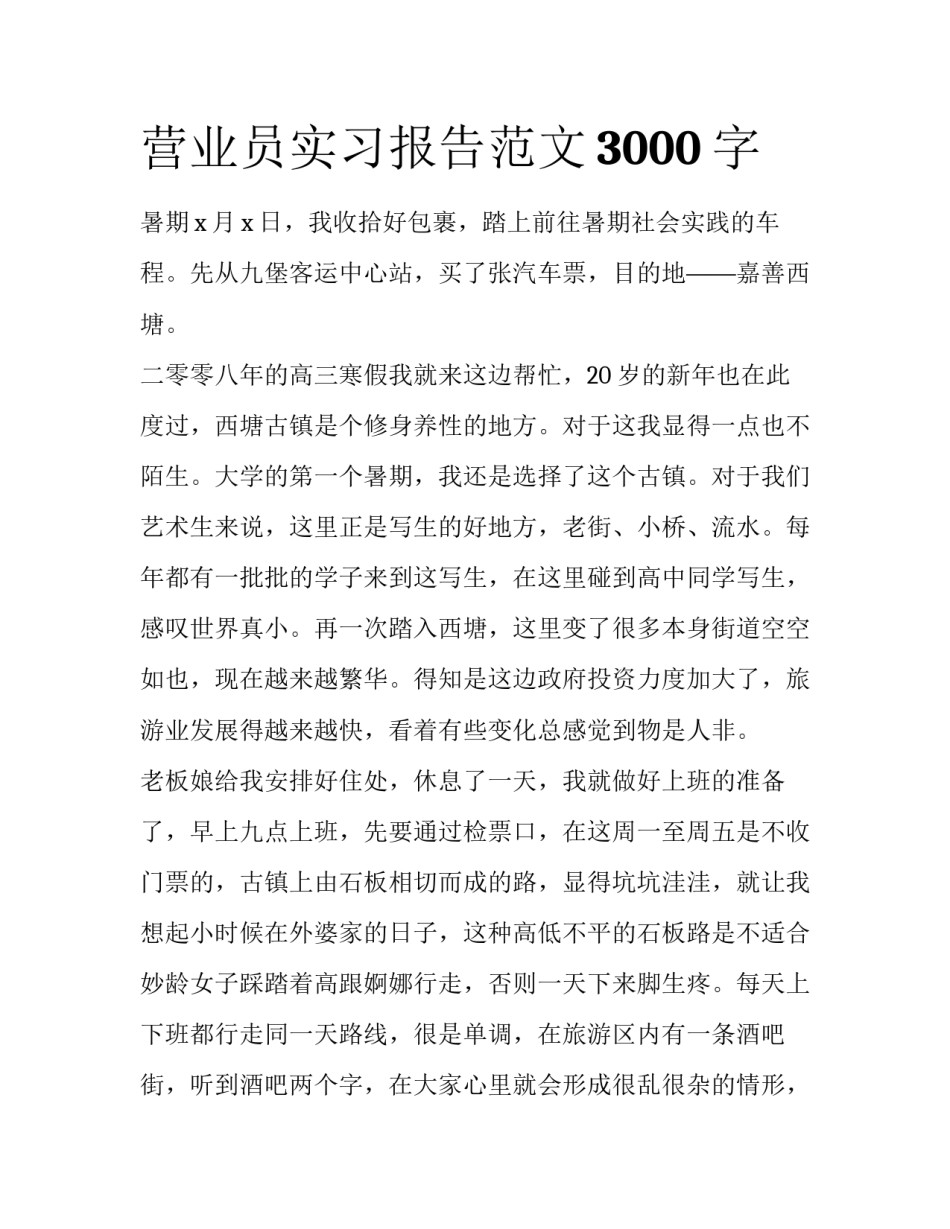 营业员实习报告范文3000字_第1页