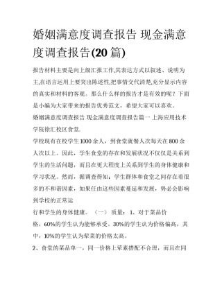 婚姻满意度调查报告 现金满意度调查报告(20篇)