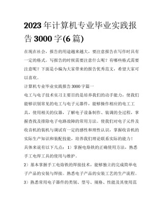 2023年计算机专业毕业实践报告3000字(6篇)