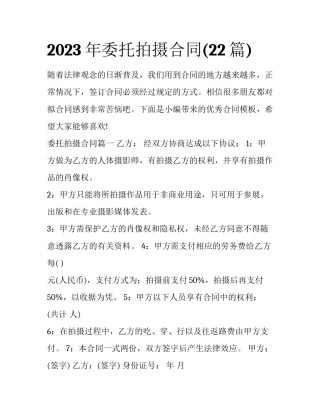 2023年委托拍摄合同(22篇)