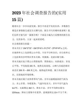 2023年社会调查报告的(实用15篇)