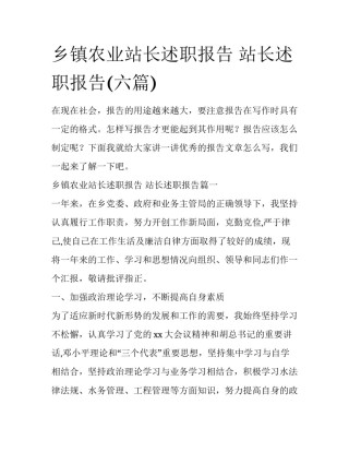 乡镇农业站长述职报告 站长述职报告(六篇)