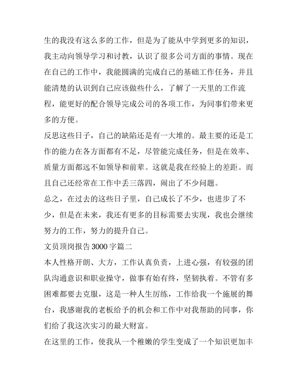文员顶岗报告3000字(五篇)_第3页