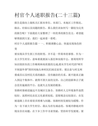 村官个人述职报告(二十三篇)
