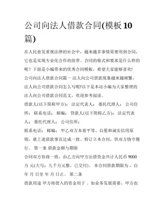 公司向法人借款合同(模板10篇)
