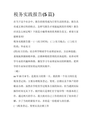 税务实践报告(5篇)