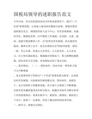国税局领导的述职报告范文