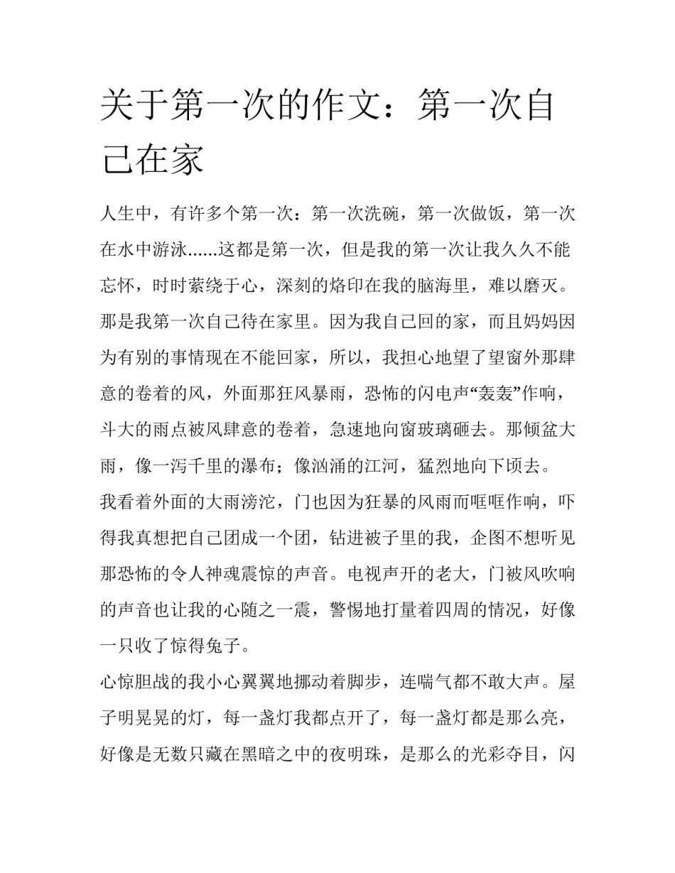 关于第一次的作文：第一次自己在家_第1页