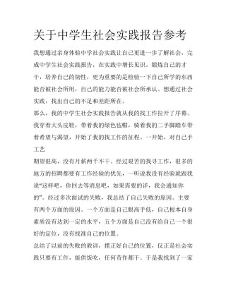 关于中学生社会实践报告参考
