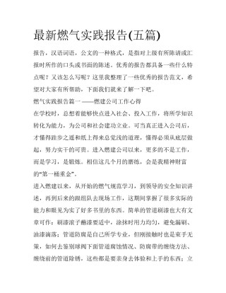 最新燃气实践报告(五篇)