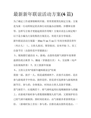 最新新年联谊活动方案(4篇)