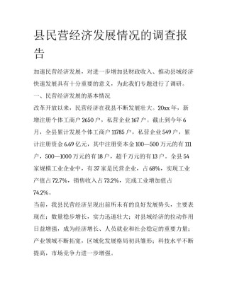 县民营经济发展情况的调查报告
