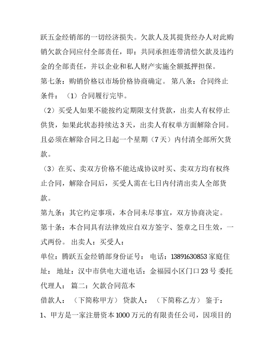 欠款合同格式_第3页