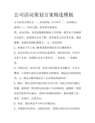 公司活动策划方案精选模板