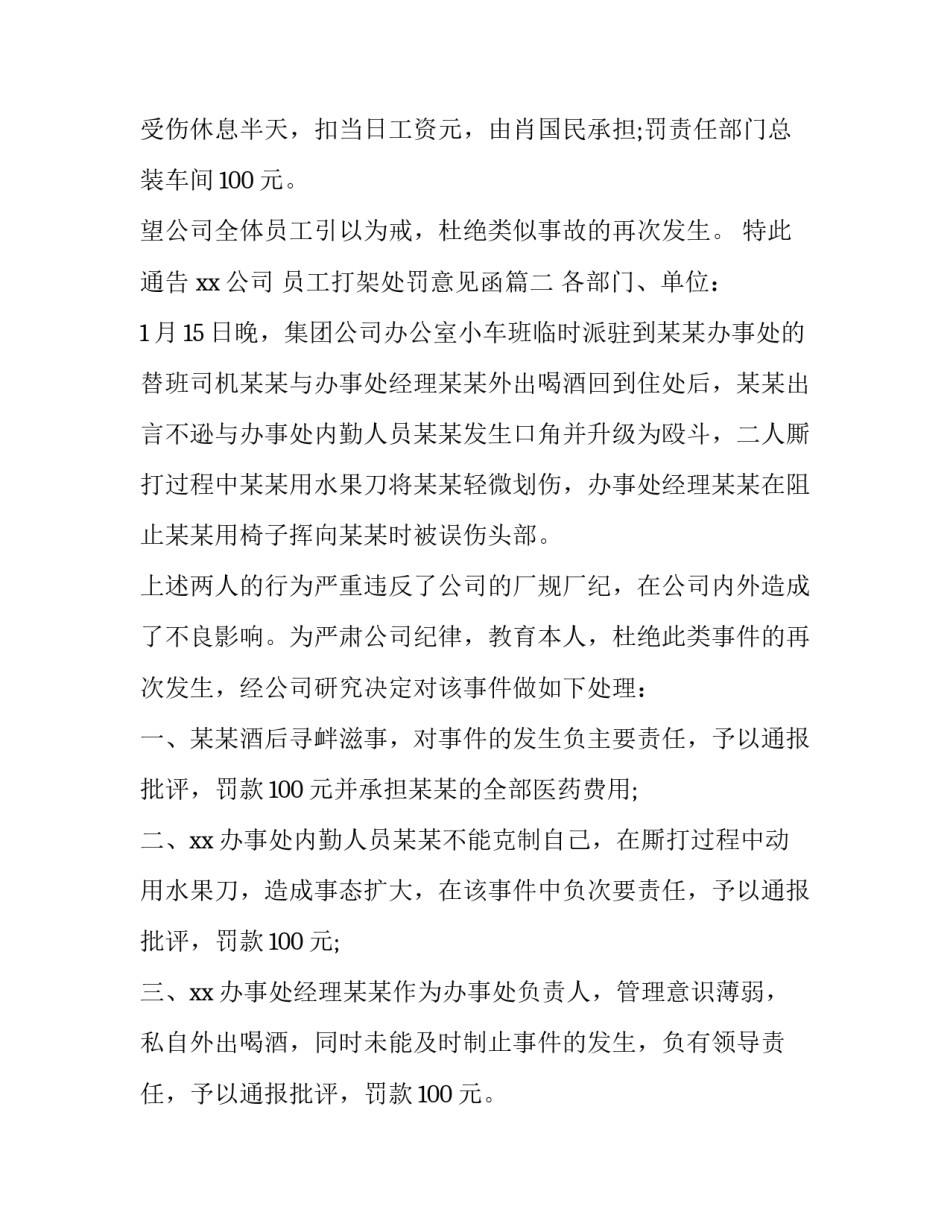最新员工打架处罚意见函(十四篇)_第3页