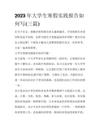 2023年大学生寒假实践报告如何写(三篇)