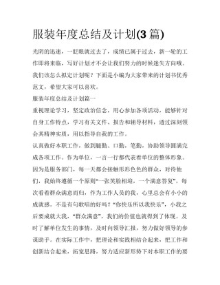 服装年度总结及计划(3篇)