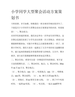 小学同学大型聚会活动方案策划书