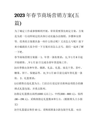 2023年春节商场营销方案(五篇)