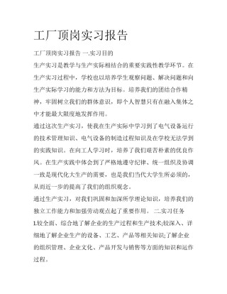 工厂顶岗实习报告