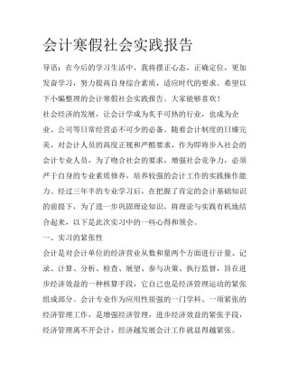 会计寒假社会实践报告