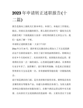 2023年申请转正述职报告(十二篇)