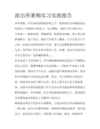 派出所暑期实习实践报告