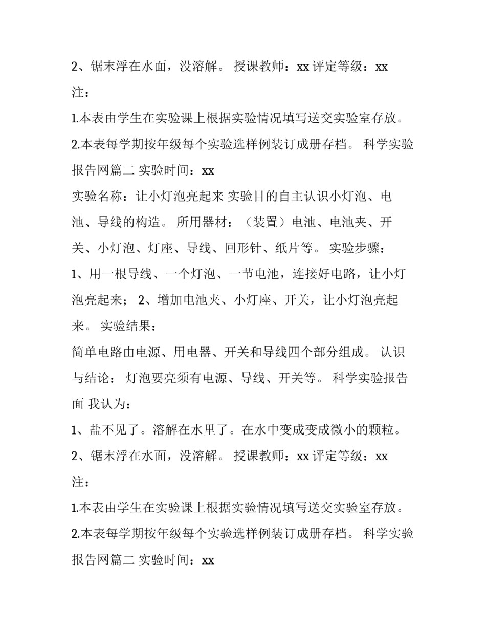 最新科学实验报告网 科学实验报告(优秀13篇)_第2页