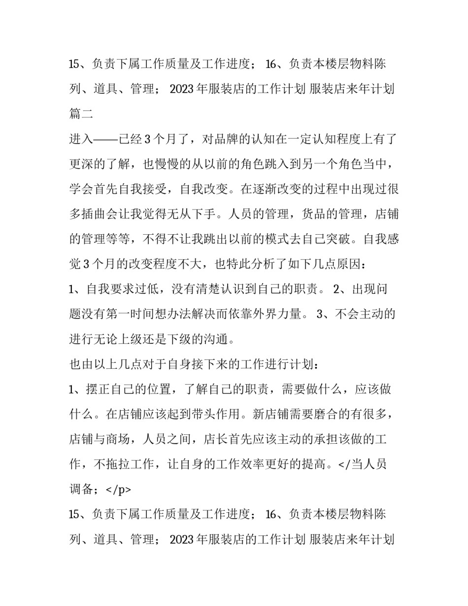2023年服装店的工作计划 服装店来年计划(4篇)_第2页
