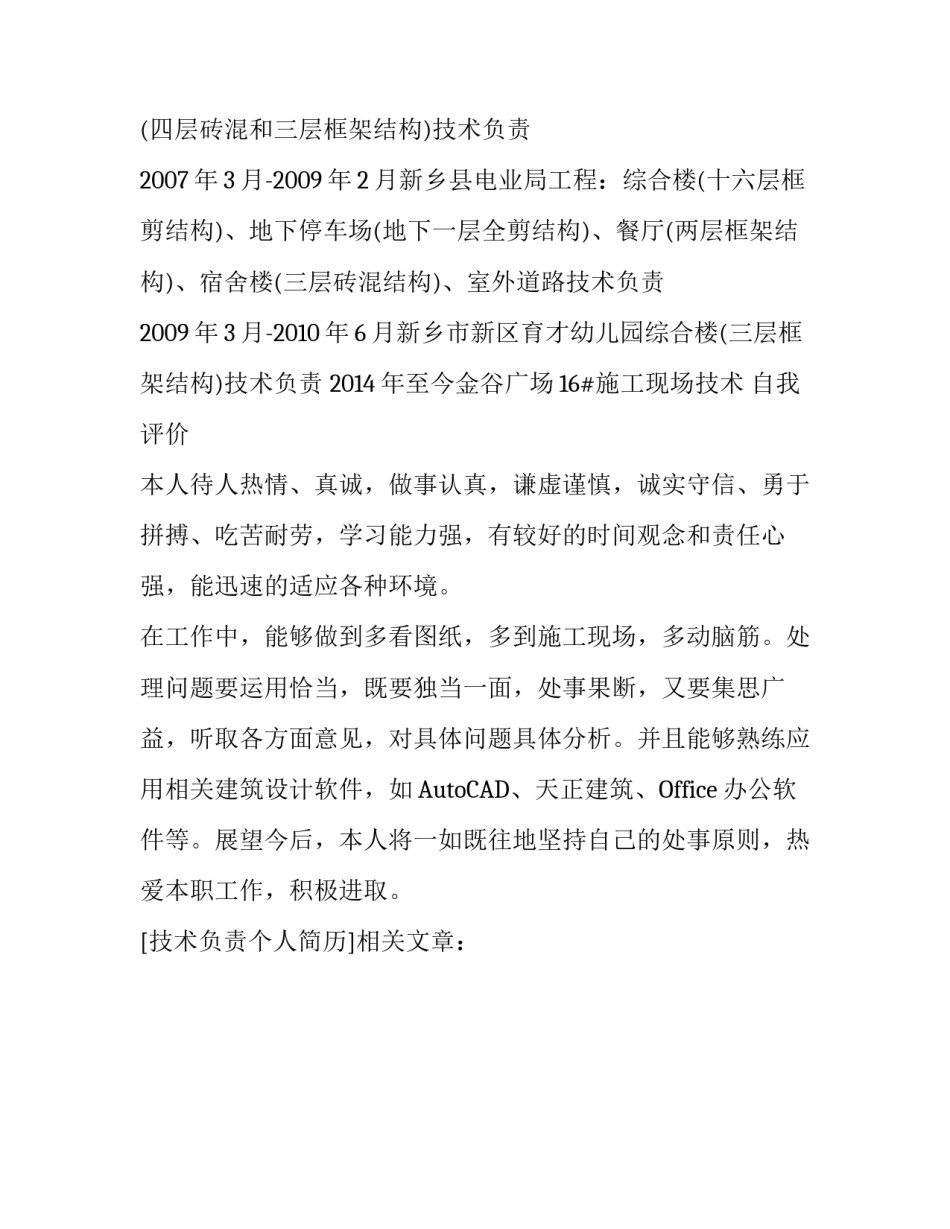 技术负责个人简历_第3页