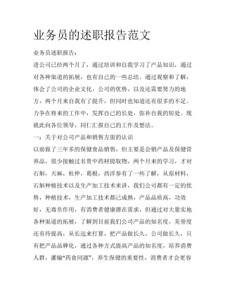 业务员的述职报告范文