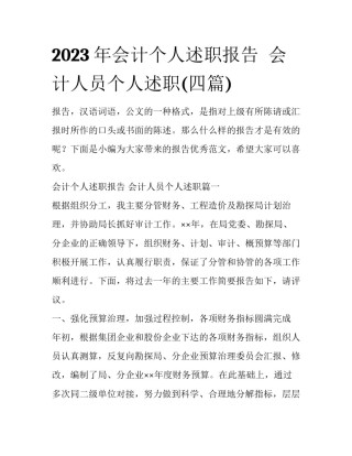2023年会计个人述职报告  会计人员个人述职(四篇)