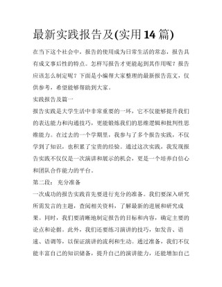 最新实践报告及(实用14篇)