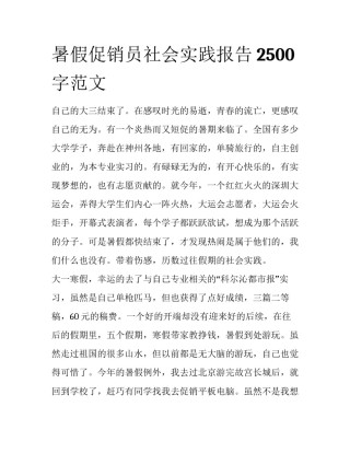 暑假促销员社会实践报告2500字范文