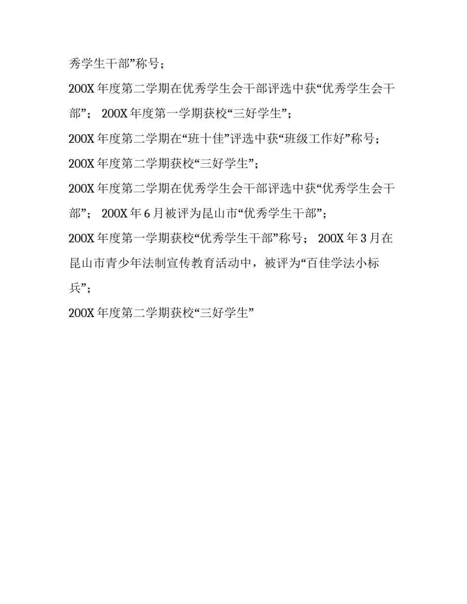 优秀学生个人简历_第2页