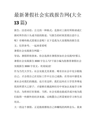最新暑假社会实践报告网(大全13篇)