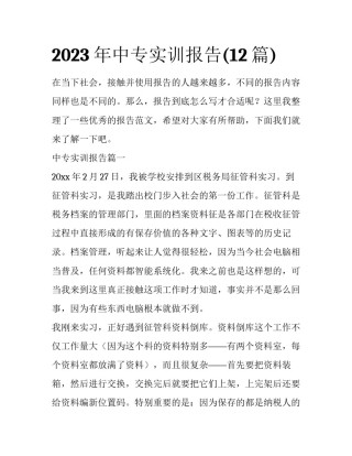 2023年中专实训报告(12篇)