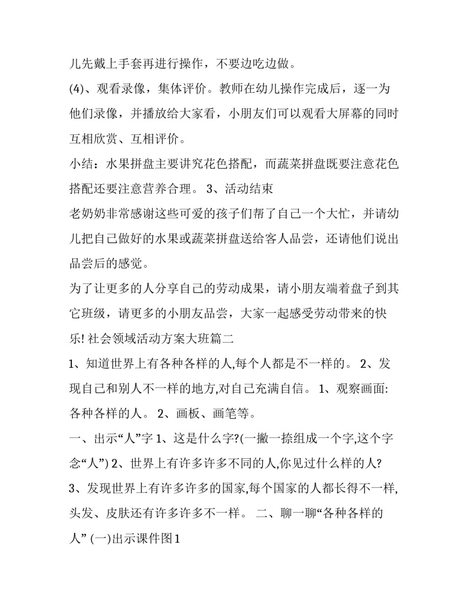 社会领域活动方案大班(优质13篇)_第2页