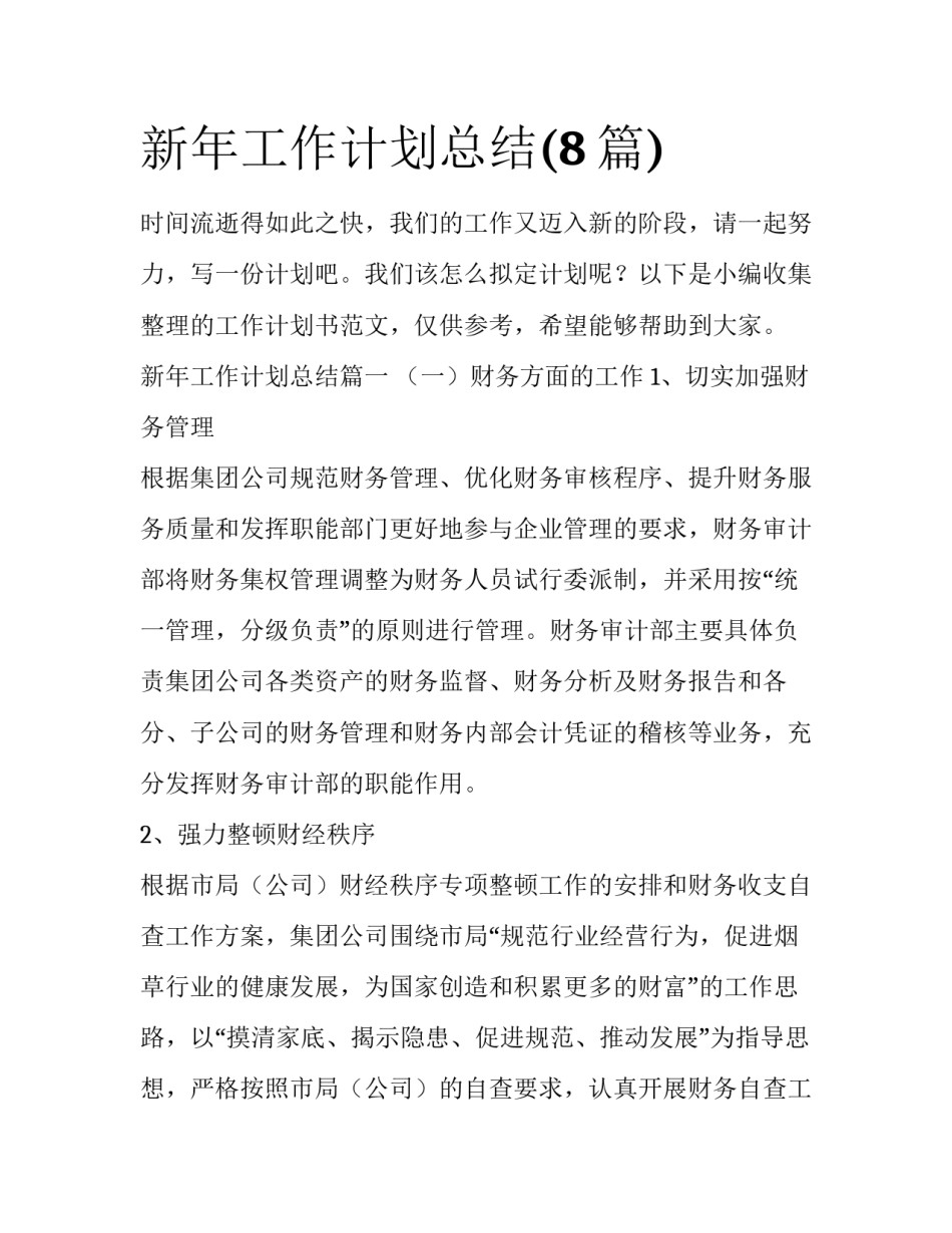 新年工作计划总结(8篇)_第1页