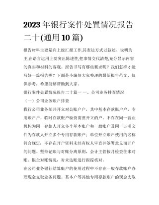 2023年银行案件处置情况报告二十(通用10篇)