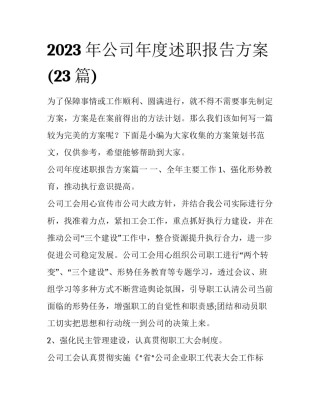 2023年公司年度述职报告方案(23篇)