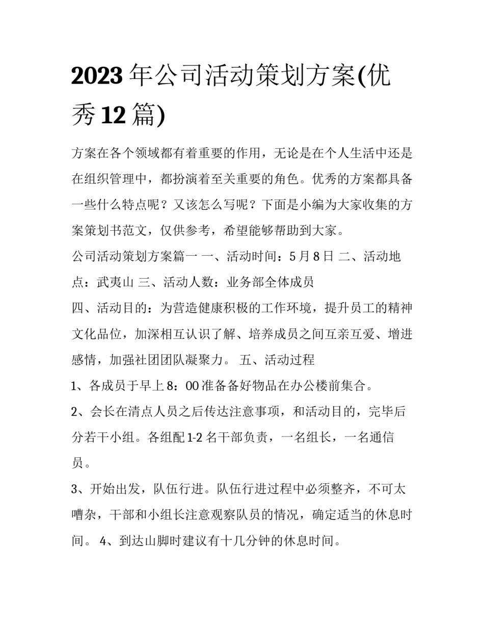 2023年公司活动策划方案(优秀12篇)_第1页