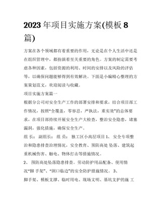 2023年项目实施方案(模板8篇)