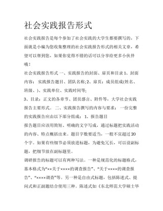 社会实践报告形式